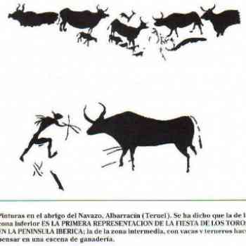 Click para ampliar. Pulsa en el nombre para ver la ficha. Arte Levantino:Cazador y toro; rebaño de bóvidos